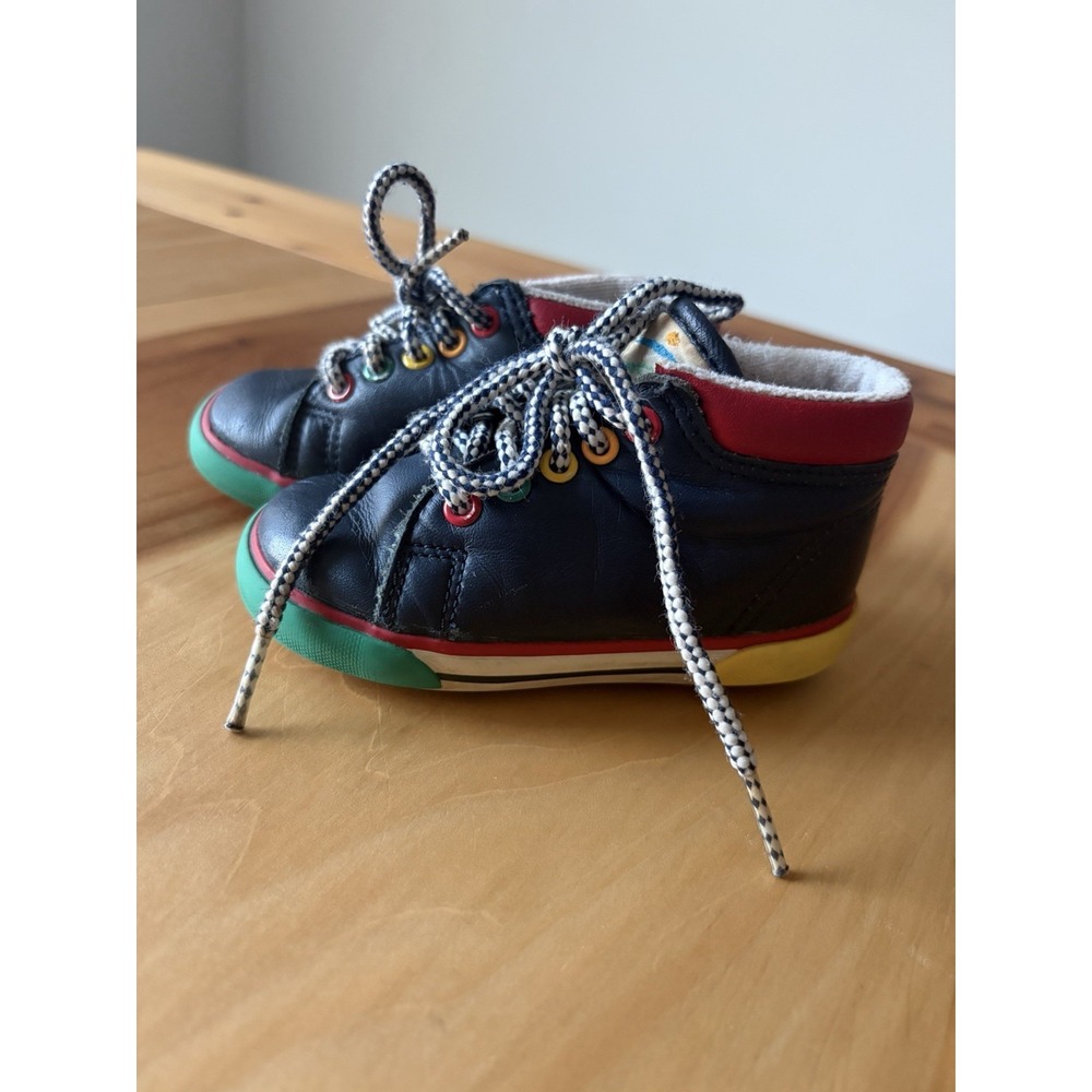 Vintage 90s Stride Rite Toddler Walking Shoes Navy Blue Primary Colors 5 Wide